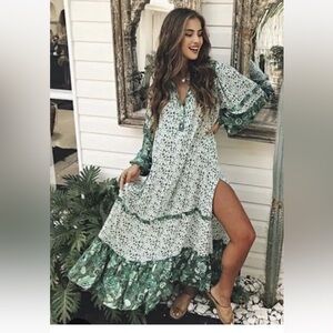 Spell & the Gypsy green floral dress small